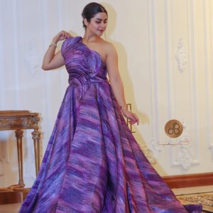 پيراهن ژاكارد آبرنگي بنفش